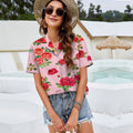 Rose Women Casual Shirt |Hawaiian Shirt | Short Sleeve Shirt